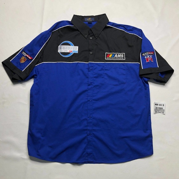 AMS Motorsports GTR Bently Lamborghini Porsche Mechanic Button Shirt Men XXL 2XL - Picture 2 of 12